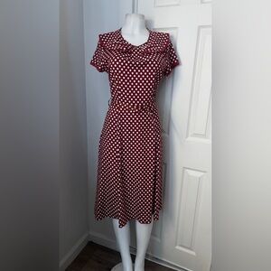 Acevog Red and White Polka Dot Maxi Dress